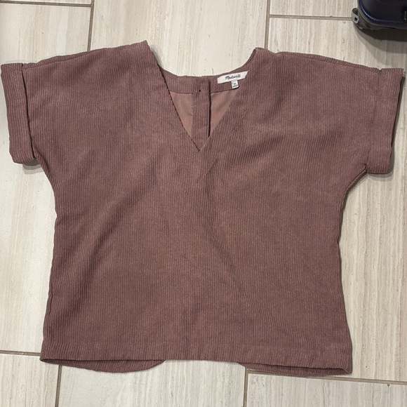 Madewell Tops - Madewell Corduroy V-Neck Ribbed Top in Mauve